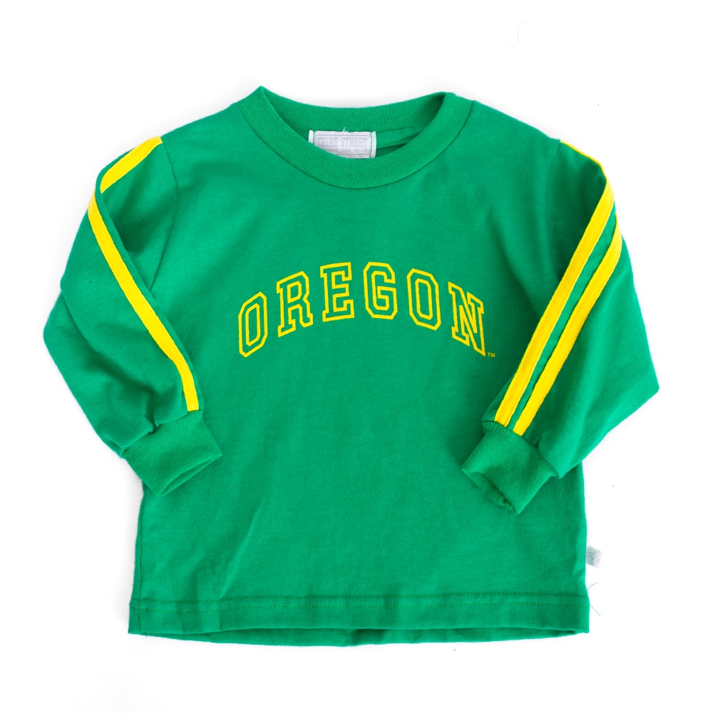 Arched Oregon, Third Street, Green, Long Sleeve, Cotton, Kids, Toddler, Outline design, Dual stripe, T-Shirt, 839375